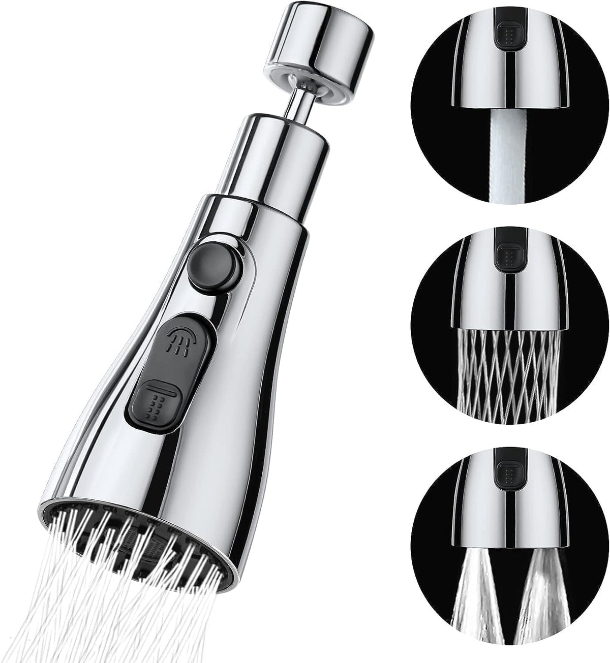 3 In 1 Kitchen Faucet Extender 360 Degree Rotate Pull Out Kitchen Tap