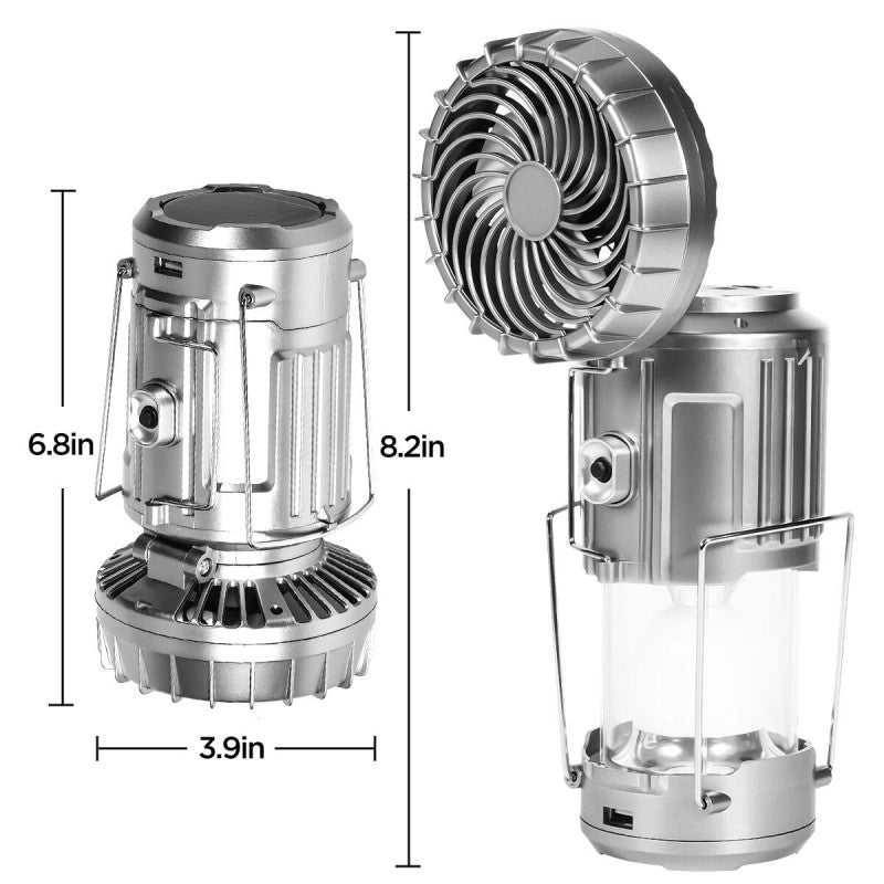 6 in 1 portable outdoor LED camping lantern with fan